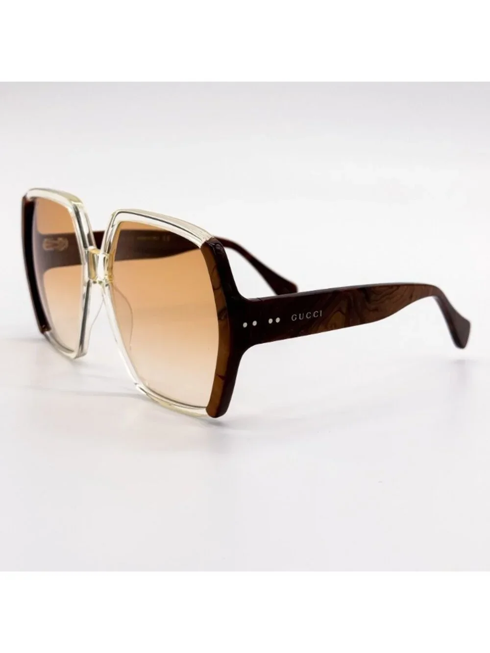 New Gucci Havana Brown Oversized Women Sunglasses GG1065S 001
